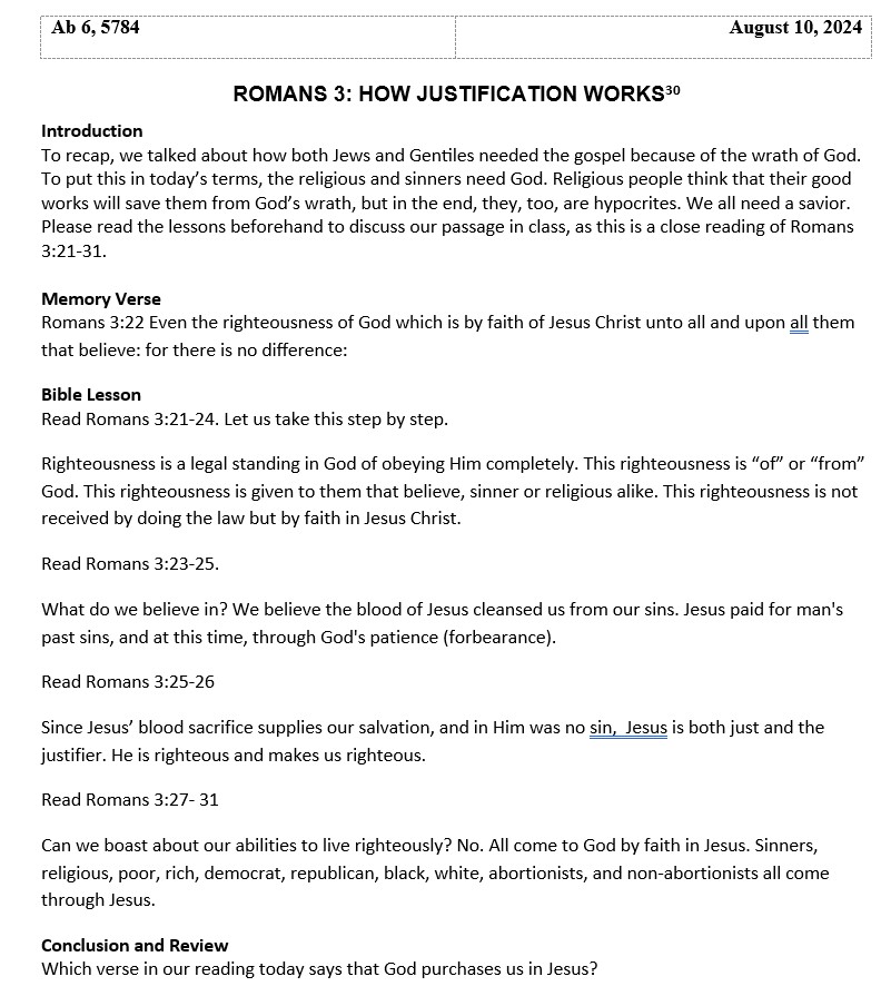 Romans 3 bible lesson
