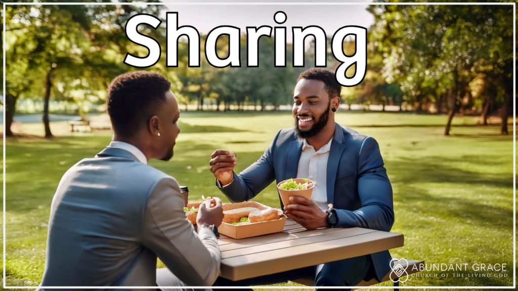 A ultra high resolution image professional of a person sharing food with another person at a table in a park on a summer day