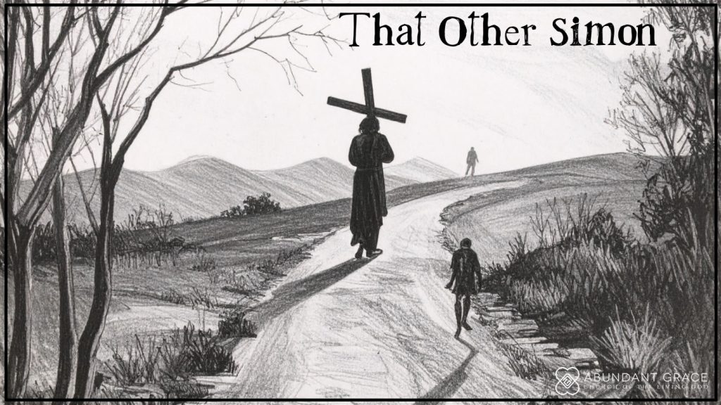 a person carrying a cross marching on a road.