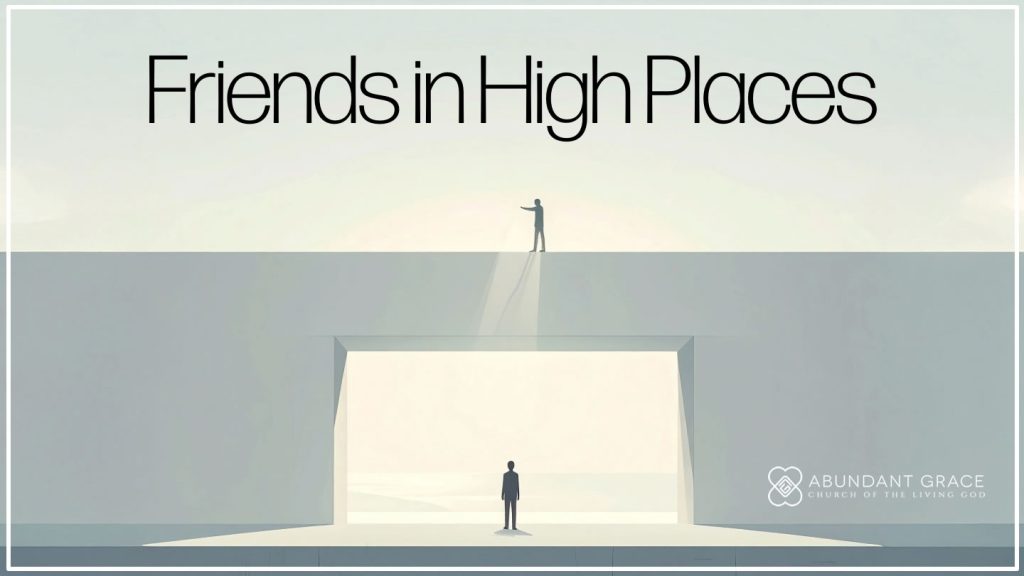 image showing a single person standing on a lower level while one or two simple, elevated silhouettes above them extend a hand downward in a quiet gesture of support