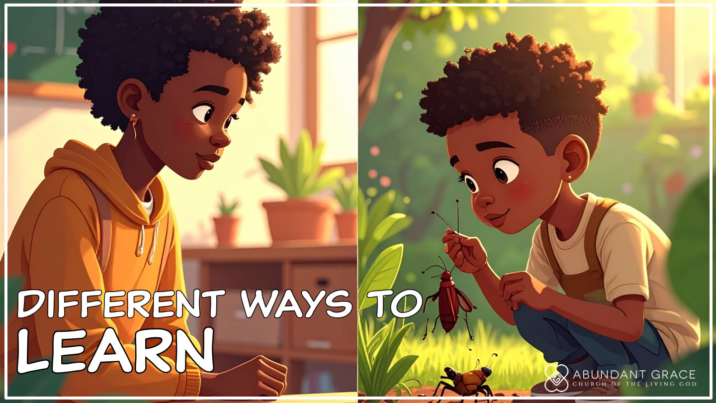 A person learning in different ways