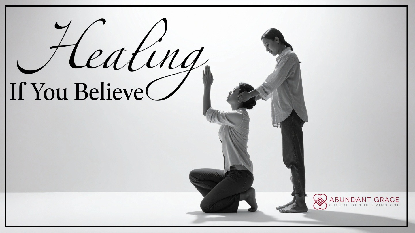 a minamlist image that features a upper torso shot of a person on their knees with their arms up in the air, as another person lays hands on them to heal them.
